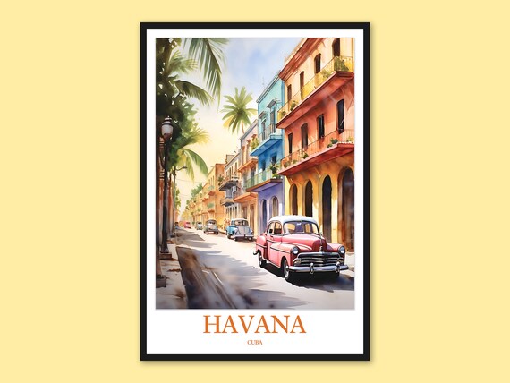 Havana Travel Poster Wall Art Caribbean Decor