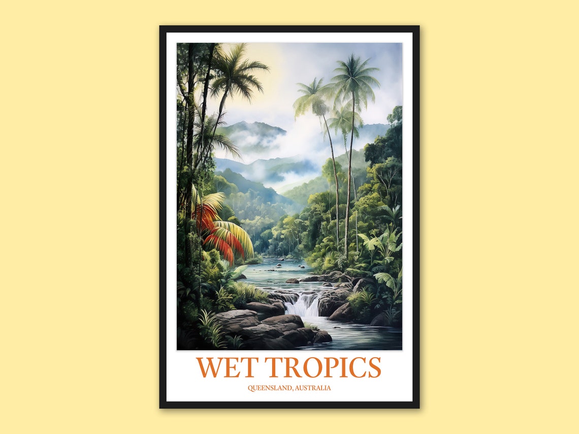 Wet Tropics Queensland Rainforest Waterfall Jungle Stream Art Poster