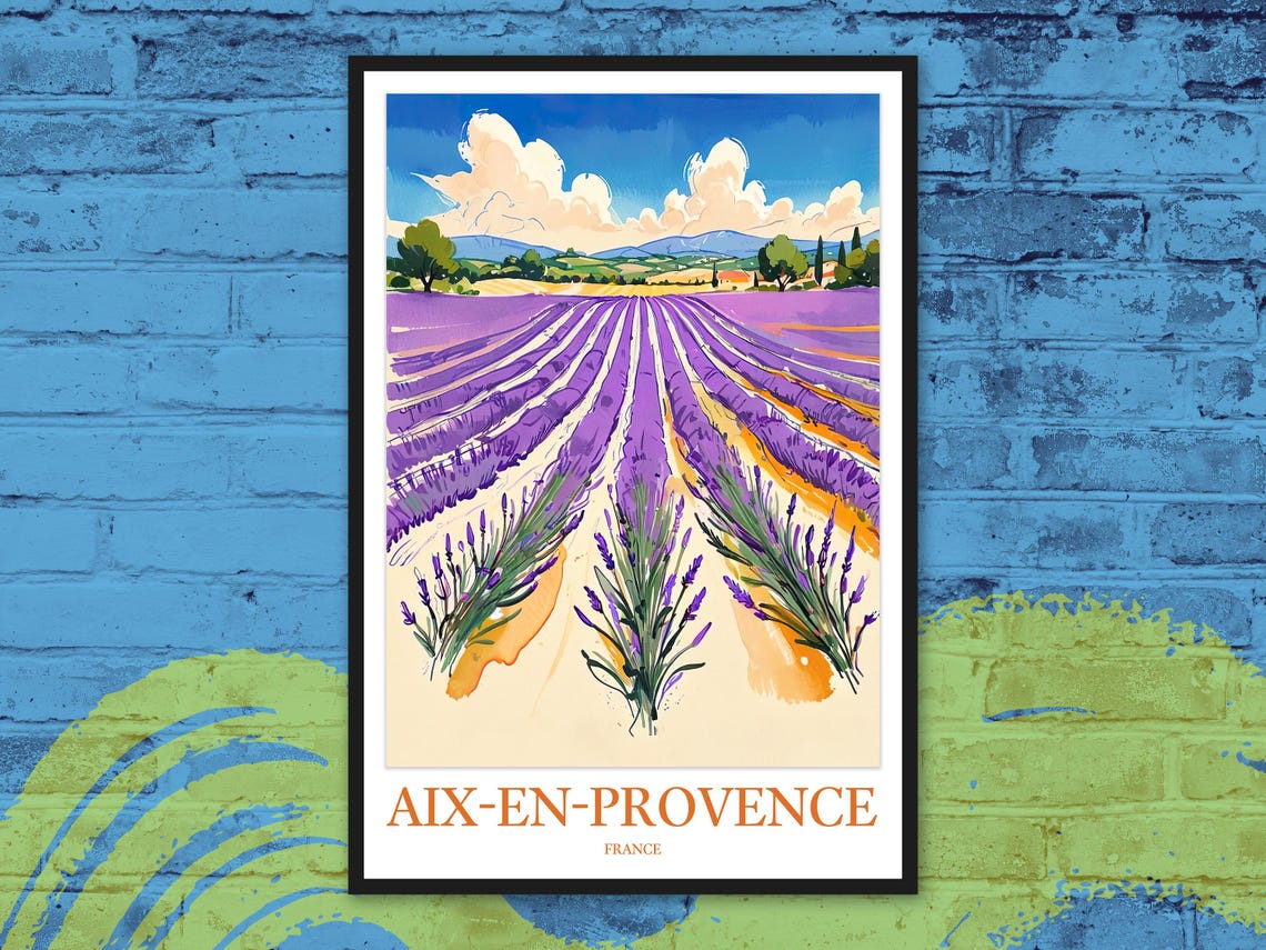Aix En Provence France Lavender Bloom Close Up Travel Poster
