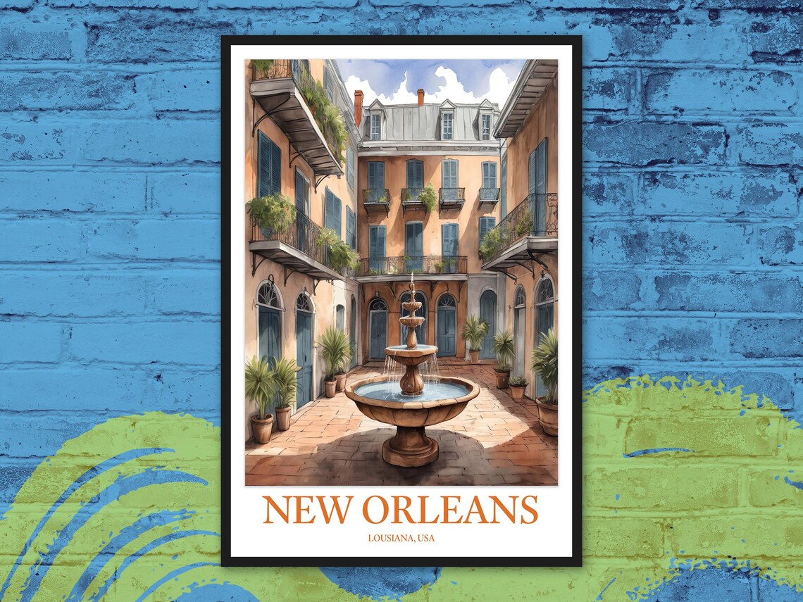 New Orleans French Quarter Courtyard Terrace Fountain Poster