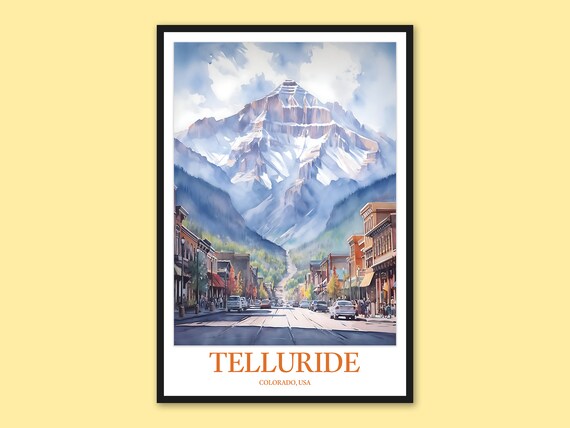 Telluride Colorado Main Street Mountain Vintage Travel Poster
