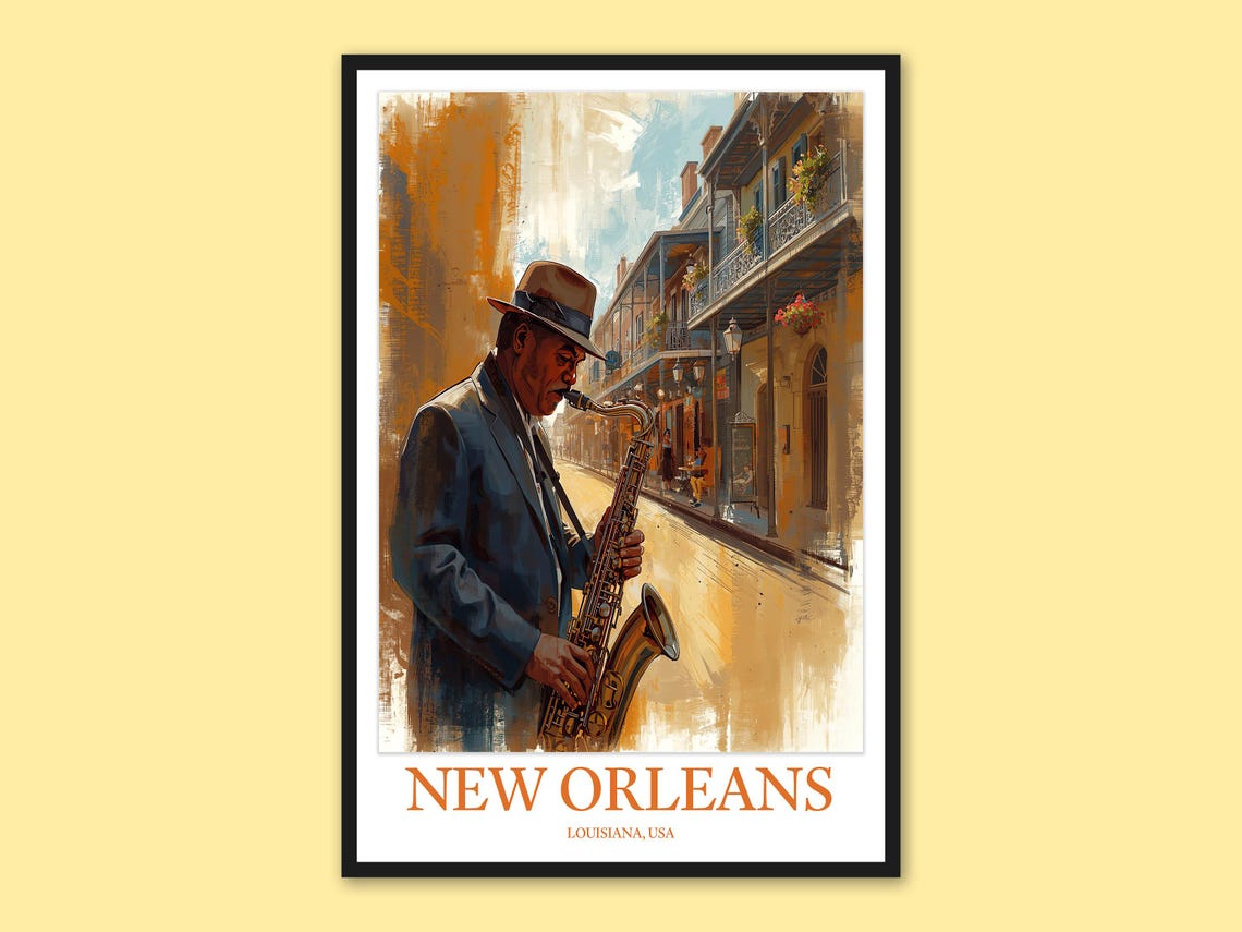 New Orleans Louisiana French Quarter Jazz Saxophonist Poster