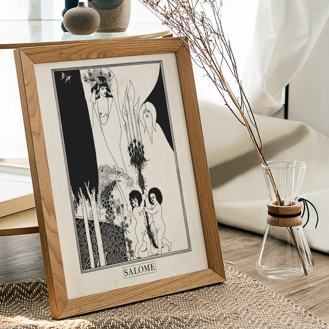 Salome Oscar Wilde Beardsley Eyes of Herod Black White Illustration Poster - Image 4