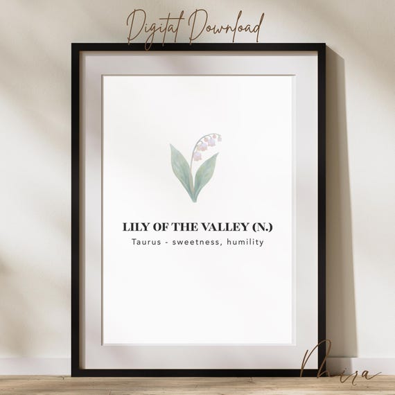Taurus Zodiac Lily Of The Valley Print Minimalist Astrology Wall Art