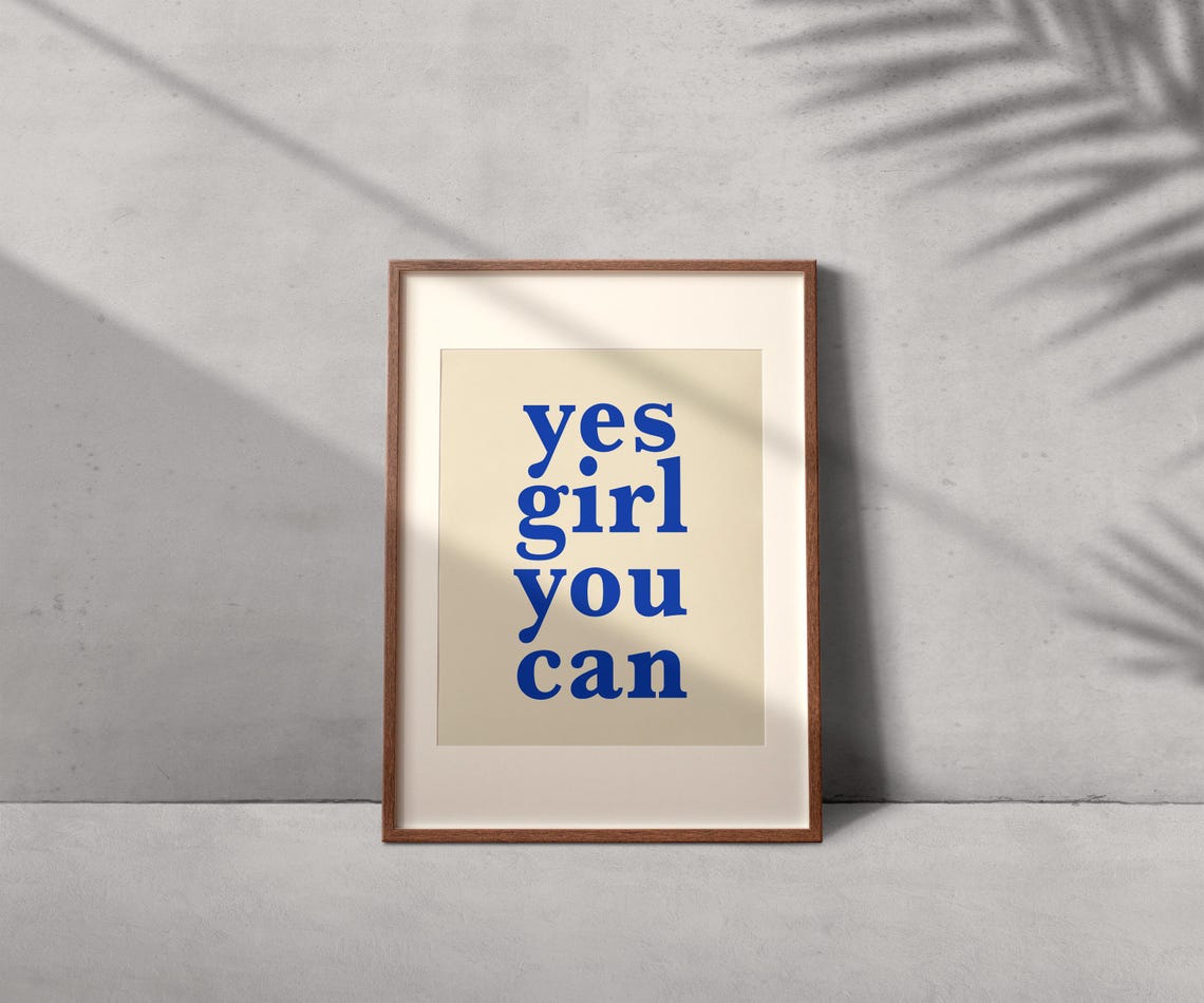 Yes Girl You Can Bold Blue Typography Quote Dorm Room Poster - Image 2