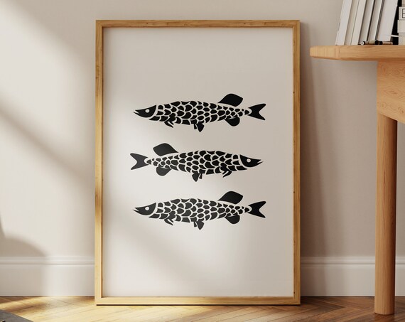 Fish Wall Art Trendy Retro Matchbook Art Funky Wall Art Trending Wall Art Maximalist Neutral Wall Art Apartment Art Wall Art