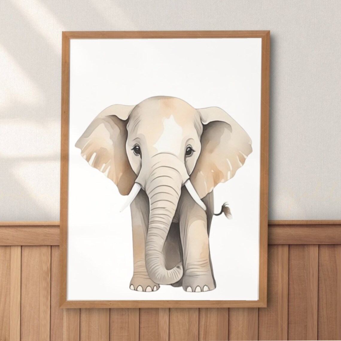Sweet Baby Elephant Watercolor Portrait Nursery Room Art Poster - Image 2