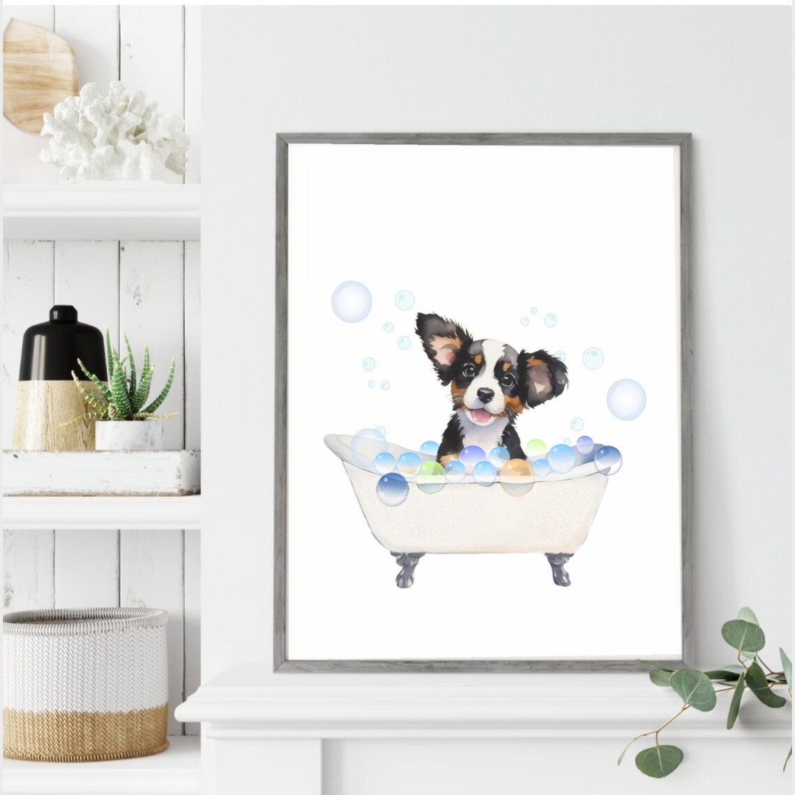 Puppy Dog In Bathtub Dog Bath Art Cute Dog Prints Cute Dog Poster Dog Prints Kids Bathroom Art Kids Bathroom Decor Diy - Image 2