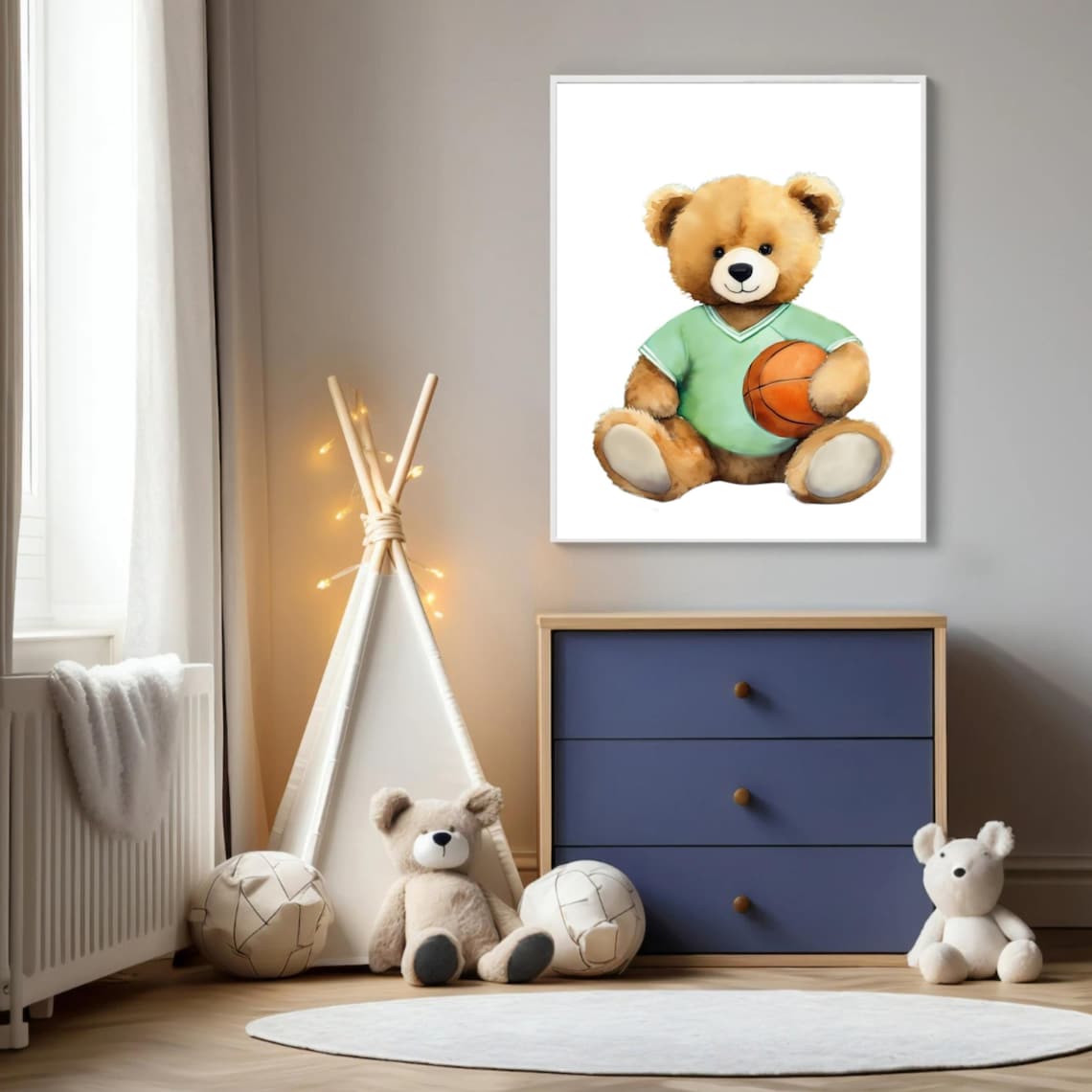 Basketball Nursery Prints Basketball Sport Posters Sport Prints Sport Animals Print Basketball Poster Junior Basketball - Image 2