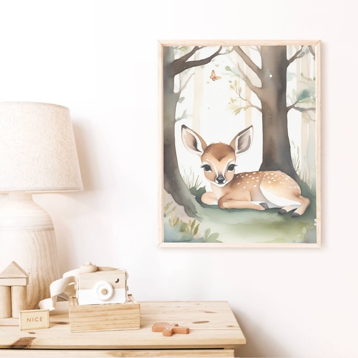 Adorable Baby Goat Watercolor Farm Animal Nursery Kids Poster