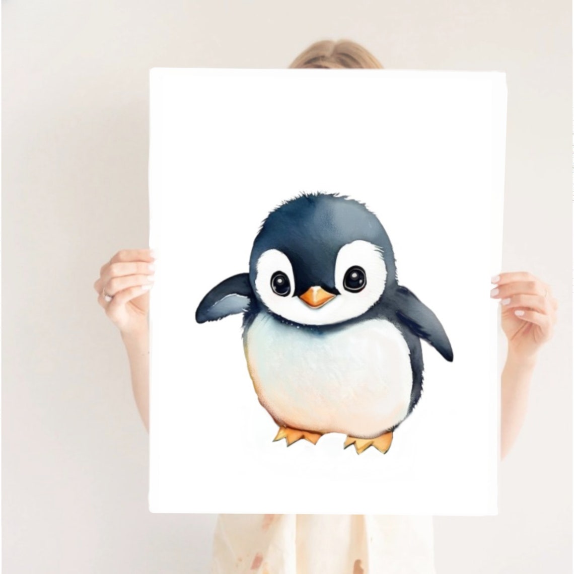 Cute Watercolor Penguin Baby Bird Animal Nursery Kids Room Poster - Image 2