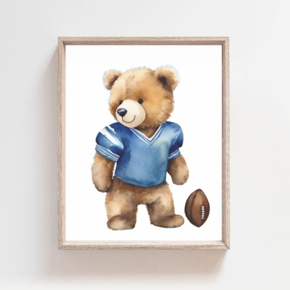 Bear Football Nursery Art Football Wal Art Sport Wall Art Football Decor Sports Decor Sport Nursery Prints Childrens Room Decor