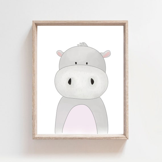 Hippo Poster Wall Art Nursery Wall Decor Hippo Print Baby Animal Print Safari Nursery Art Jungle Animal Poster Cute Hippo