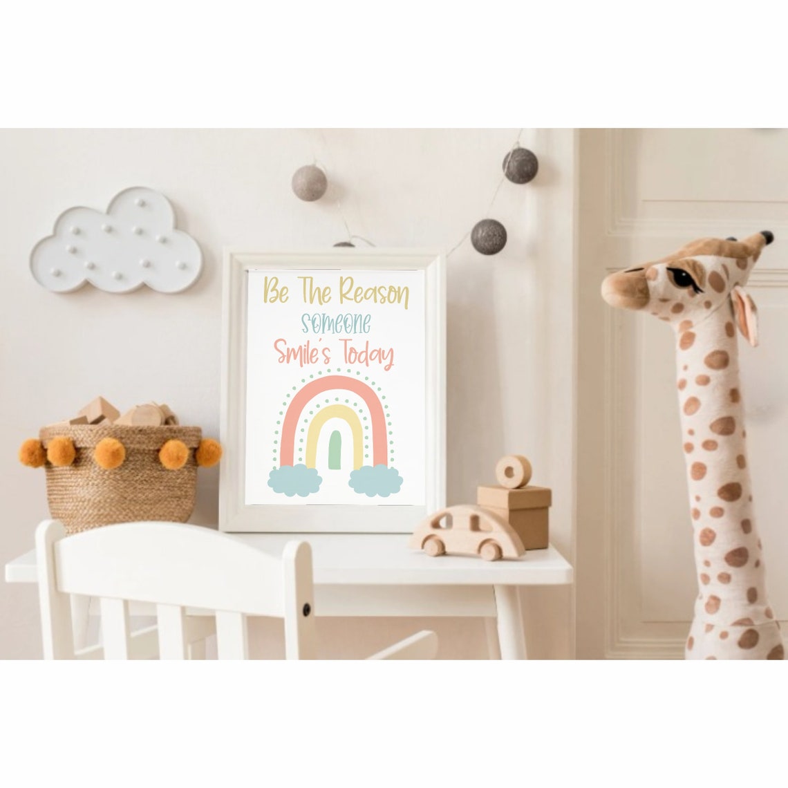 Be The Reason Someone Smiles Rainbow Affirmation Kids Room Poster - Image 2