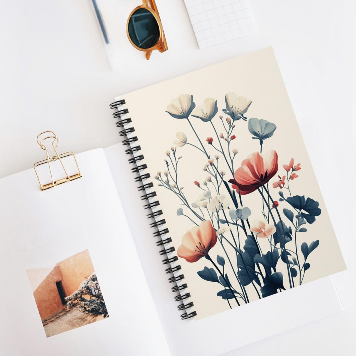 Soft Watercolor Wildflower Botanical Cover Art Spiral Notebook Print - Image 2