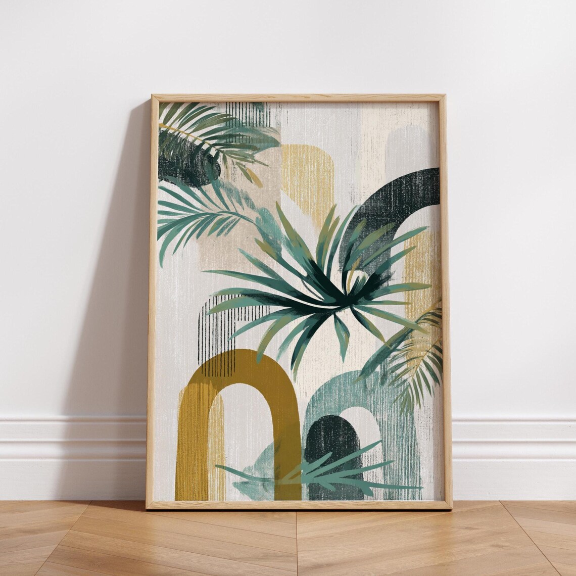 Floral Abstract, Minimalist Palm Leaves Poster