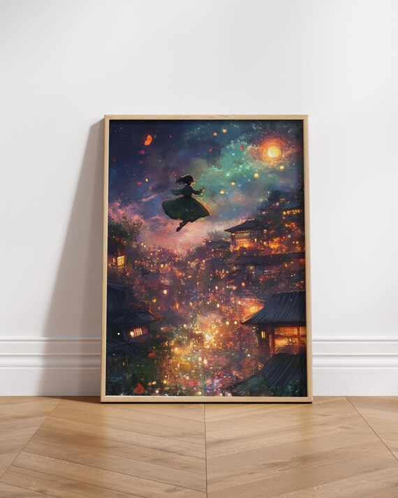 Whimsical Fantasy City Poster Art Matte Vertical Posters For Home Dcor Girls Room Decoration Anime