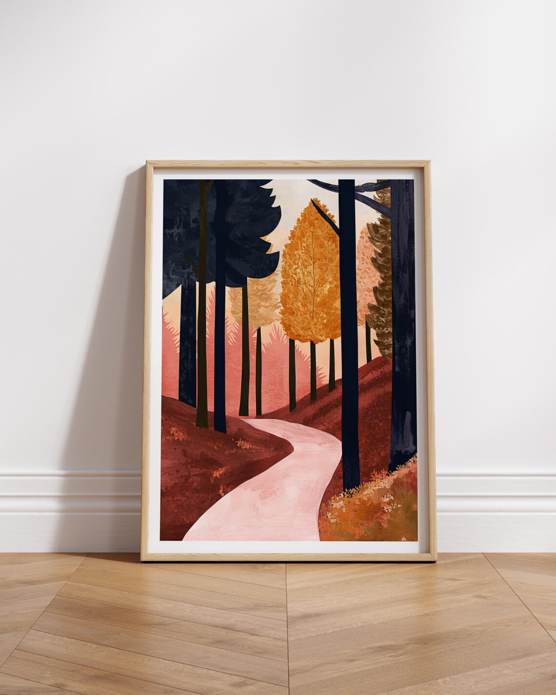 Autumn Path Forest Matte Poster Cozy Home Decor Fall Wall Art Nature Gift For Her Living Room