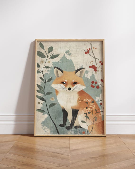 Whimsical Fox Poster Art Natureinspired Wall Decor Cute Animal Print Bedroom Or Office Gift For Lovers