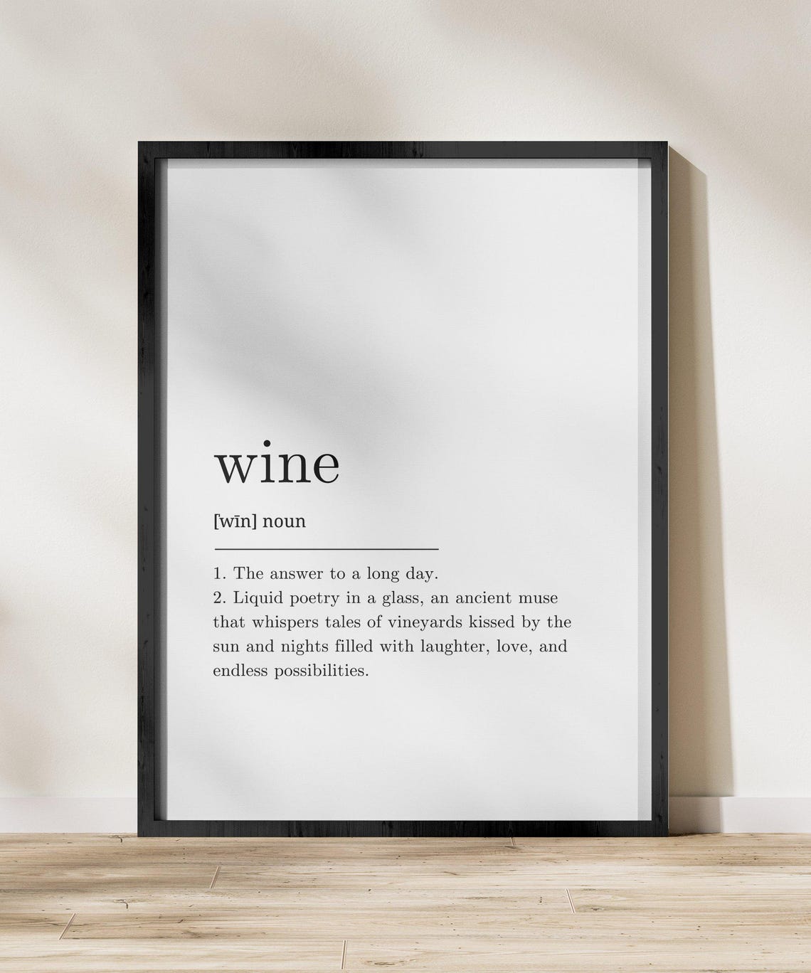 Wine Dictionary Definition Funny Kitchen Bar Quote Typography Poster