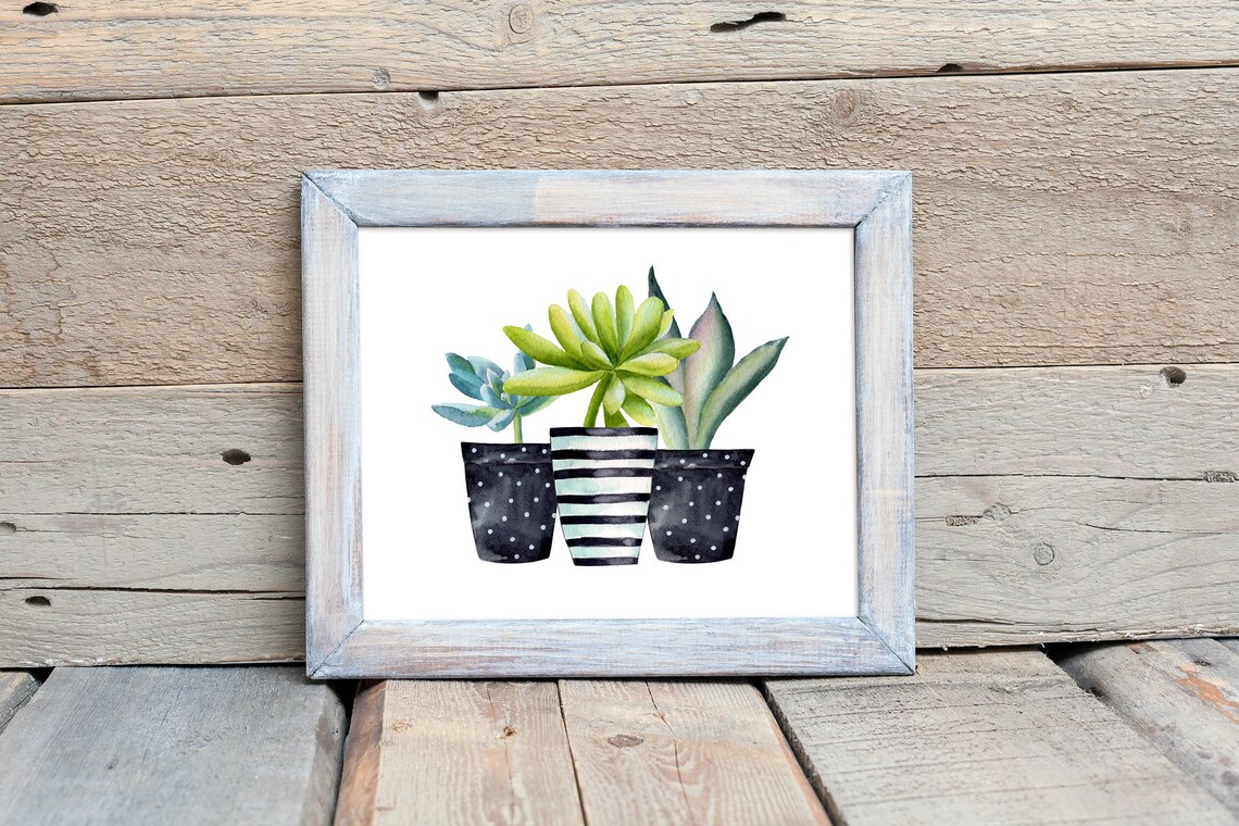 Potted Succulents Watercolor Botanical Wall Art - Image 5