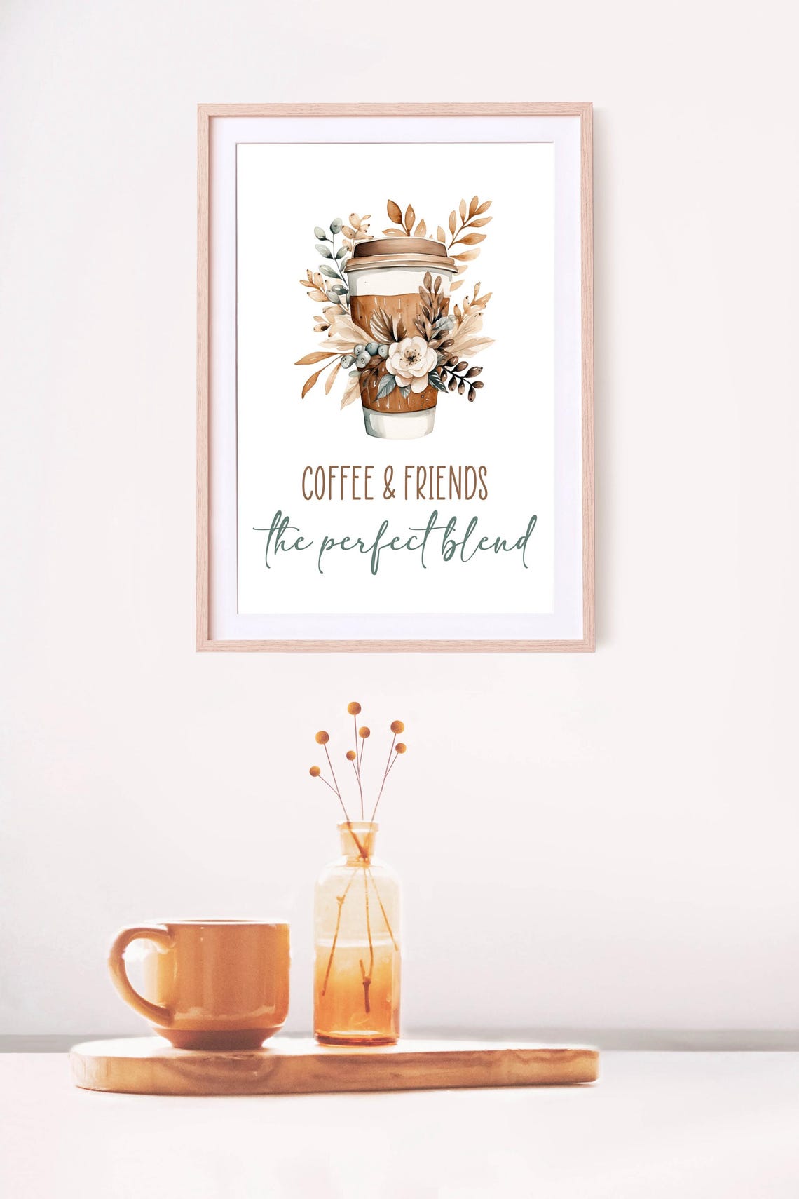 Coffee And Friends The Perfect Blend To Go Cup Floral Poster - Image 2