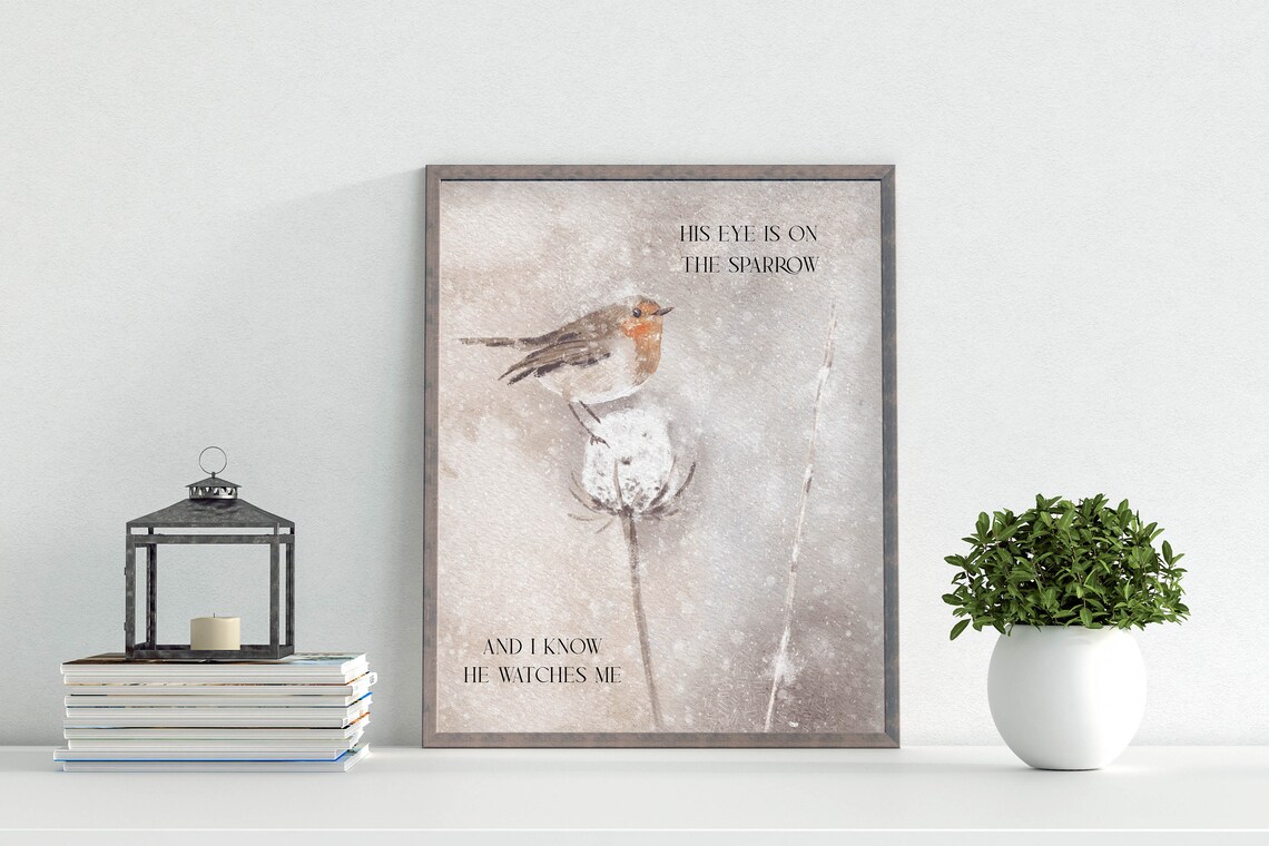 His Eye Is On The Sparrow Christian Song Art Print - Image 2
