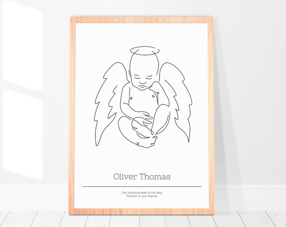 Custom Baby Loss Memorial Line Drawing Art Print
