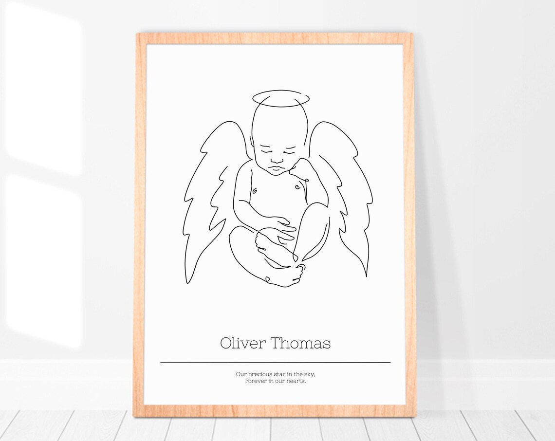 Custom Baby Loss Memorial Line Drawing Art Print