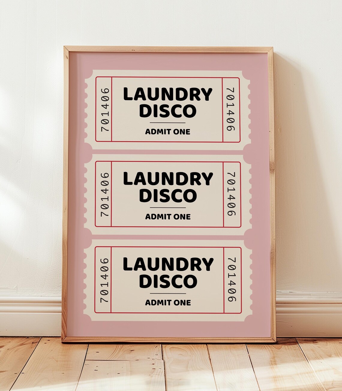 Laundry Room Retro Ticket Print, Funny Sign Art Print