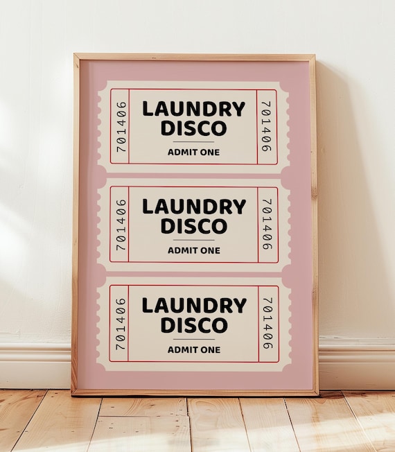 Laundry Room Retro Ticket Print, Funny Sign Art Print