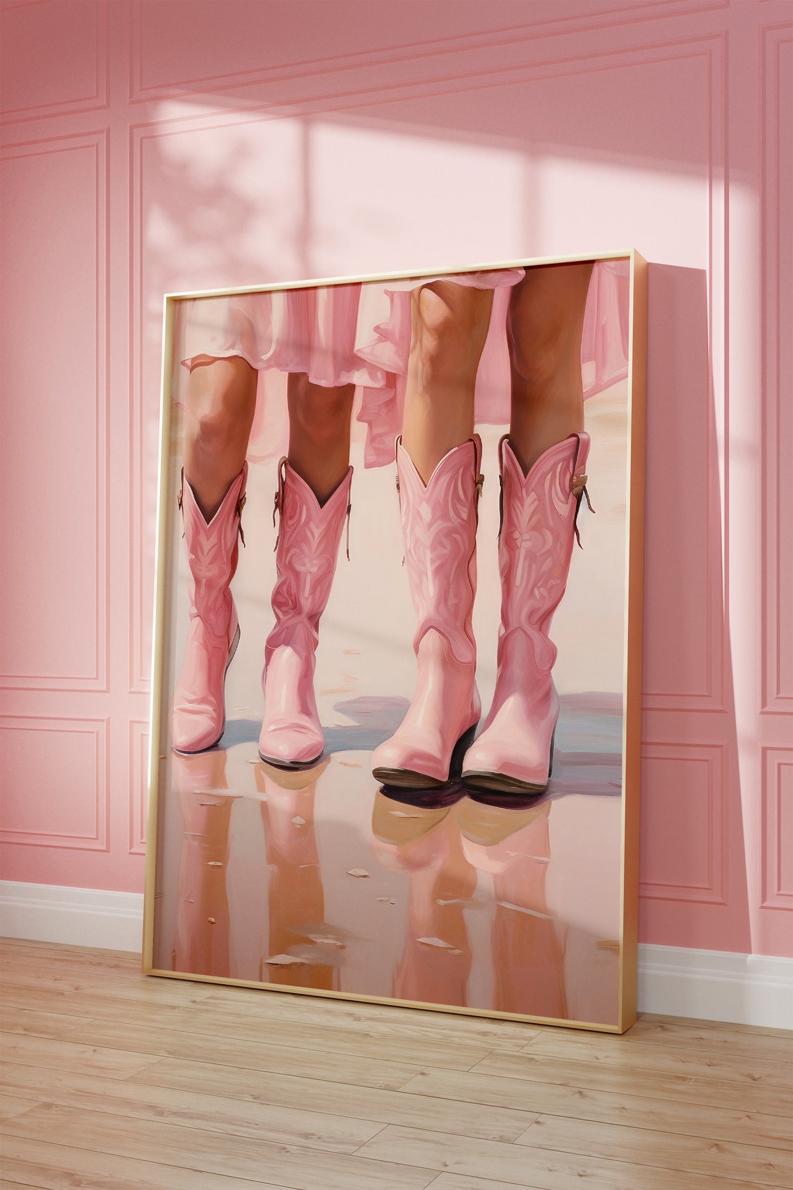 Coastal Cowgirl Poster Print Cowgirl Boots Preppy Pink Cowgirl Dorm Room Wall Art Decor Girly Western Art - Image 2