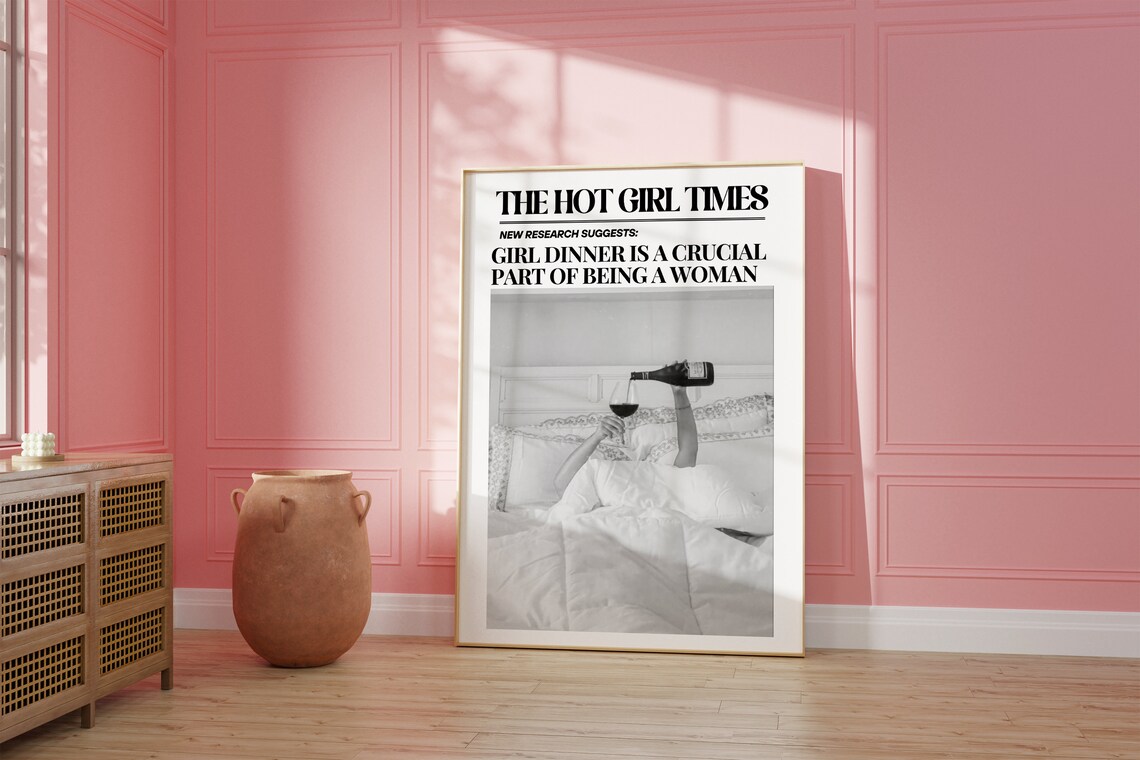 The Hot Girl Times Newspaper Girl Dinner Headline Funny Wall Poster - Image 2