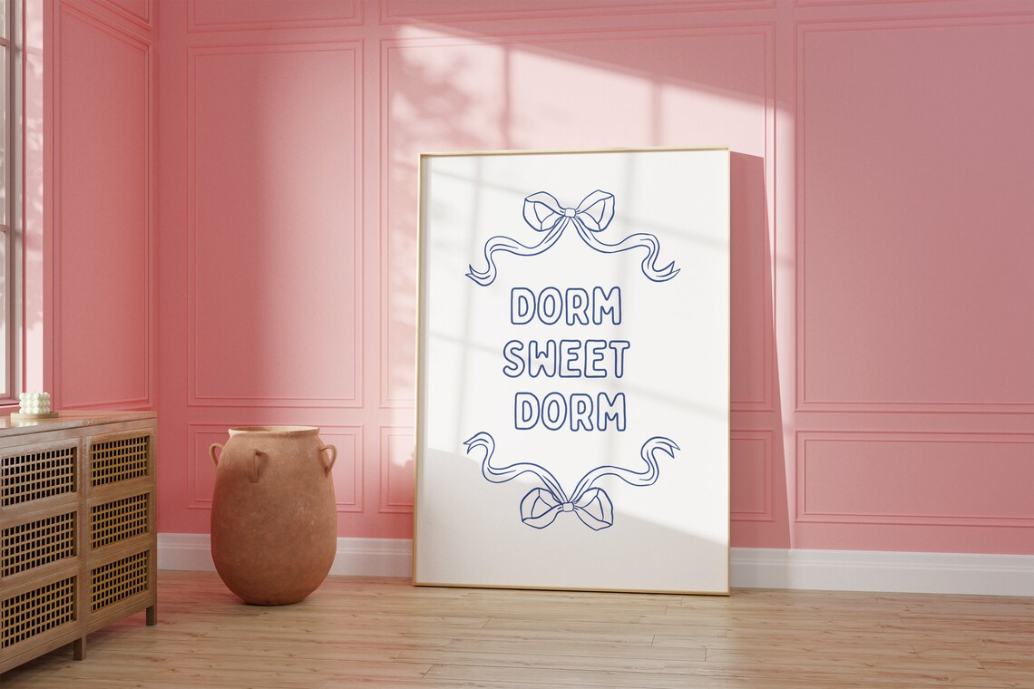 Blue Bow Coquette Hair Ribbon Art Print, Preppy Style - Image 2