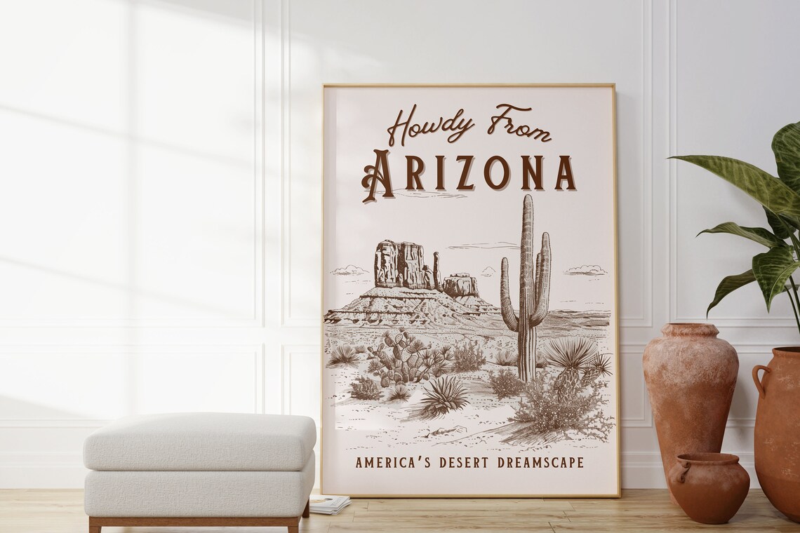 Vintage Arizona Travel Poster, Desert Scene Art Print - Image 2