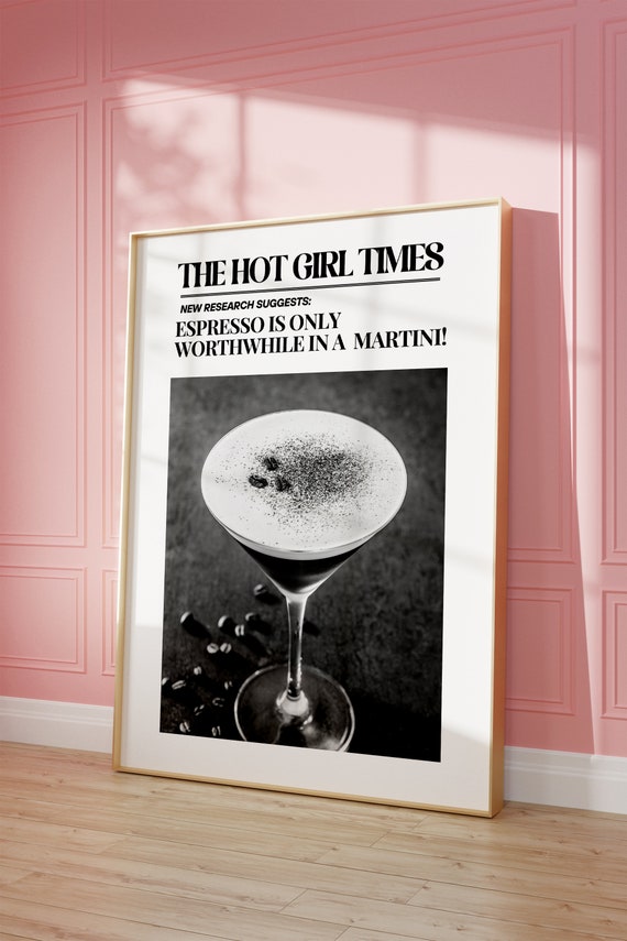 Trendy Newspaper Funny Espresso Martini Funny Quote For College Dorm Aesthetic Poster Preppy Poster For Apartment Bar Cart Decor