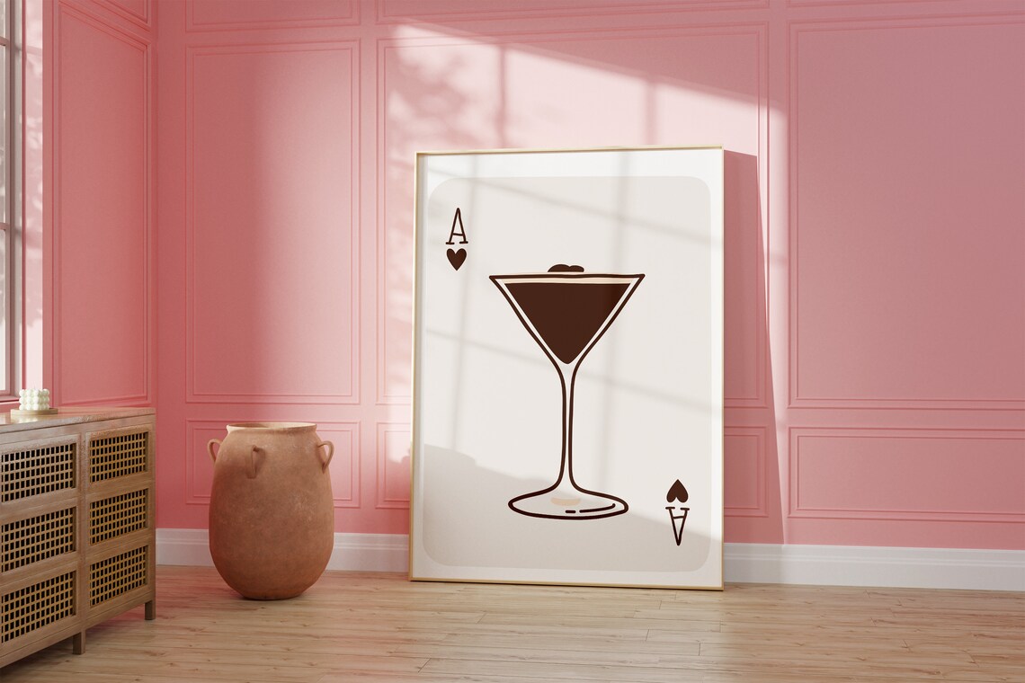 Espresso Martini Minimalist Retro Cocktail Art Print - Image 2