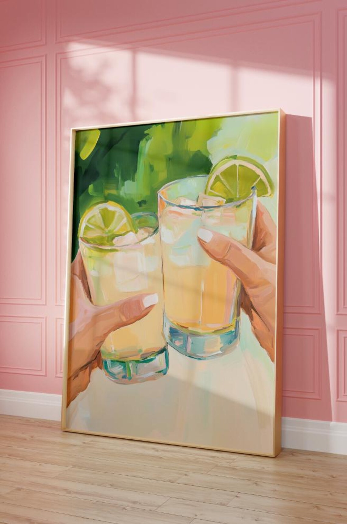 Margarita Cheers Toast Lime Painting Bar Cart Art Poster Dorm