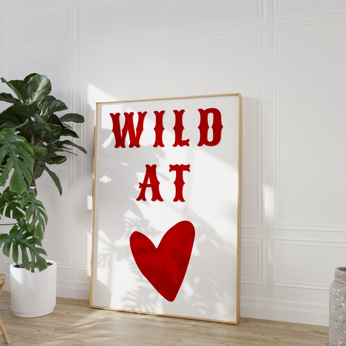Wild at Heart Red Western Typography Cowgirl Love Heart Wall Poster - Image 2