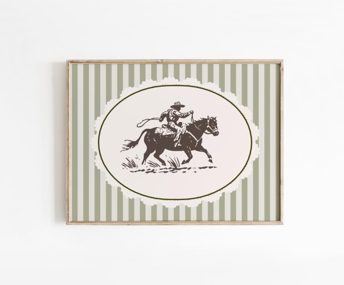 Vintage Cowboy Print Western Nursery Decor