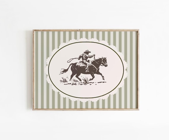 Vintage Cowboy Print Western Nursery Decor