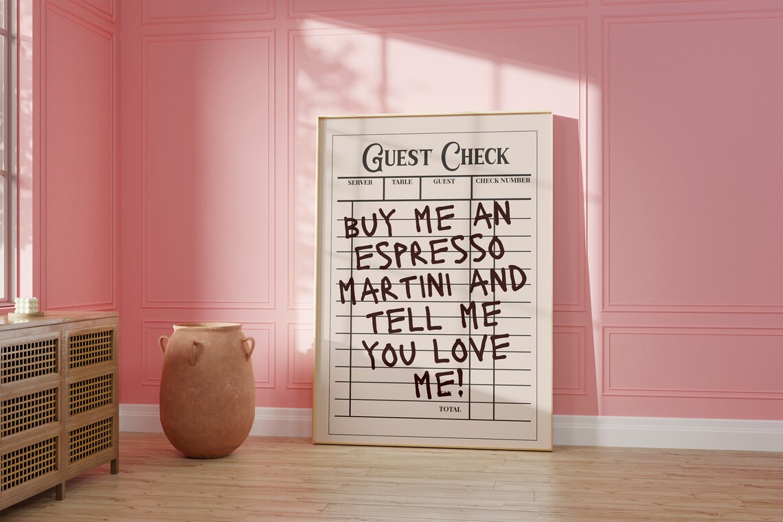 Espresso Martini Trendy Quote Poster for Bar Cart