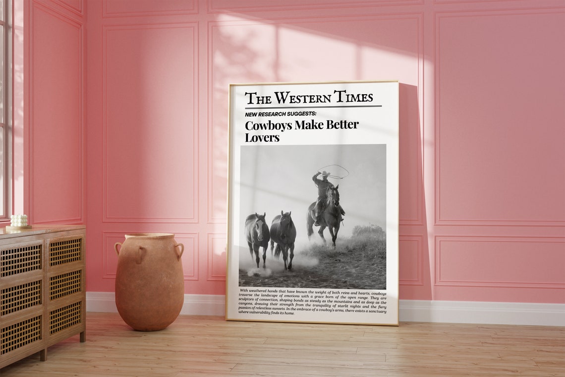 Cowboys Make Better Lovers Western Newspaper Cowboy Roping Poster - Image 2