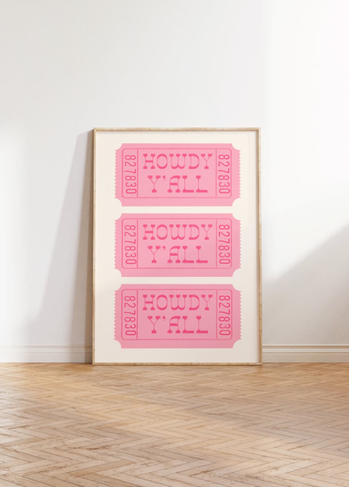 Pink Howdy Yall Ticket Trio Western Cowgirl Preppy Room Wall Poster