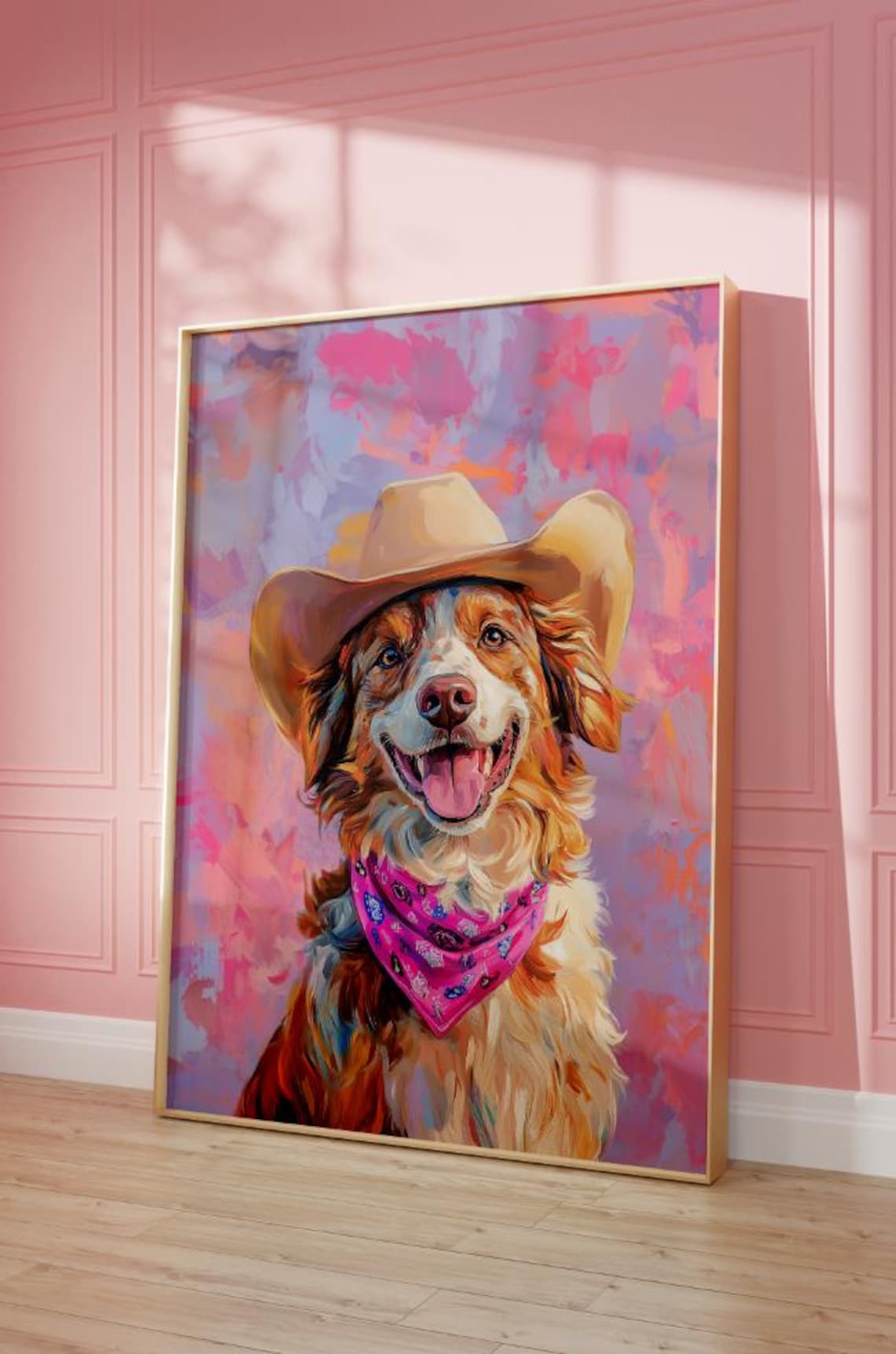Australian Shepherd Cowgirl Hat Vintage Art Print