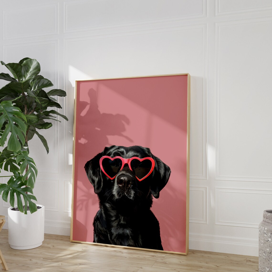 Pink Labrador Funky Preppy Dog Print, Kids Room