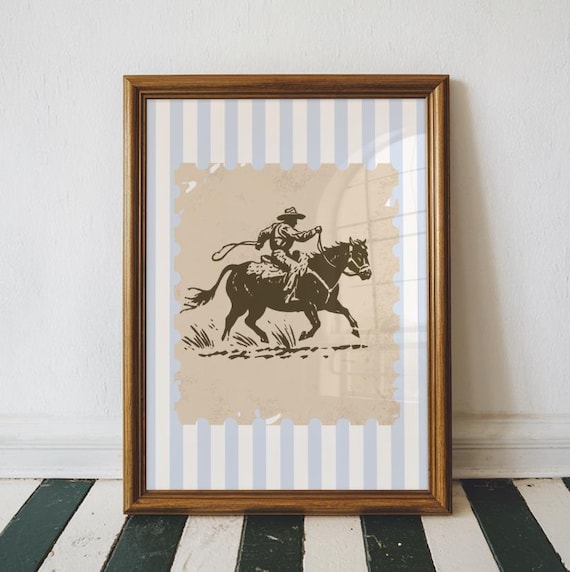 Vintage Cowboy Print Western Nursery Decor
