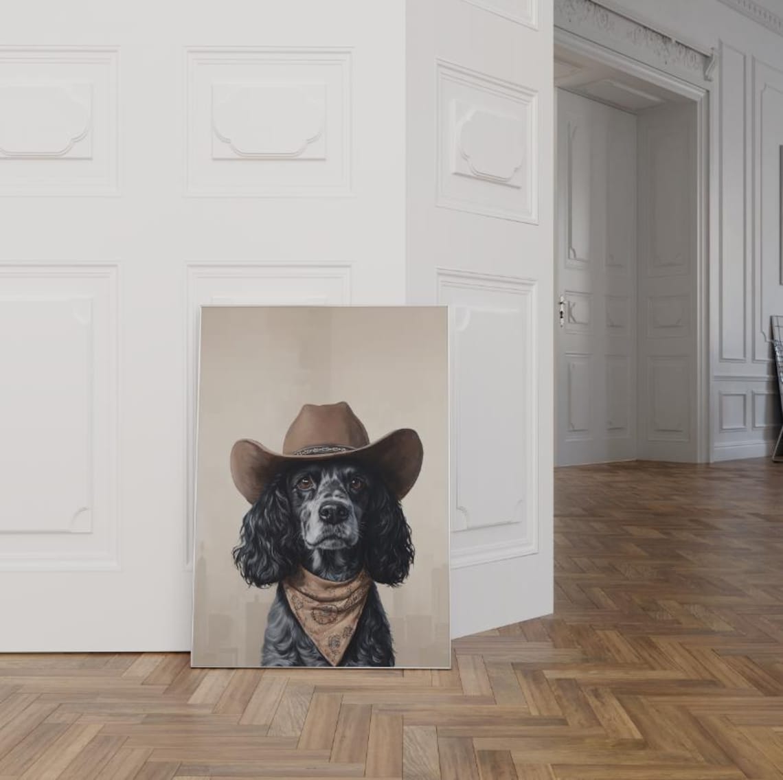 Cocker Spaniel Cowgirl Hat Vintage Western Art Print