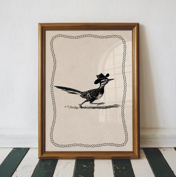 Vintage Cowboy Road Runner Western Nursery Art Print
