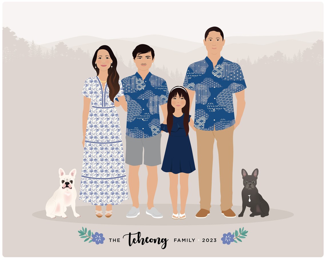 Family Portrait With Pet, Custom Art Print - Image 3